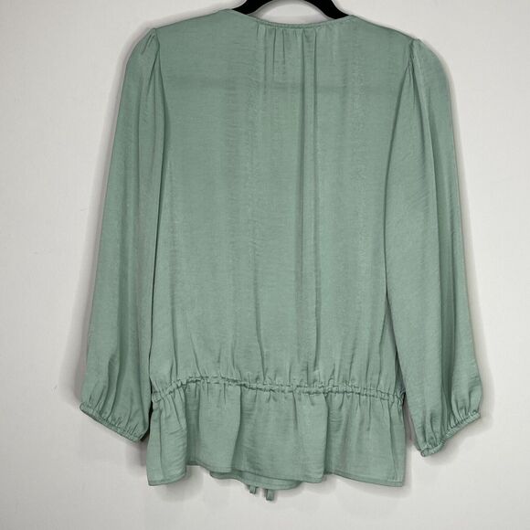 Banana Republic 2020 Satin Peplum Cinched Waist 3/4 Sleeve Blouse Size Medium - Picture 6 of 7